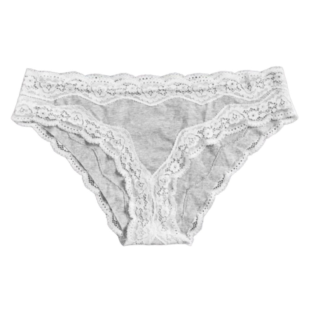 Grey and white lace panties